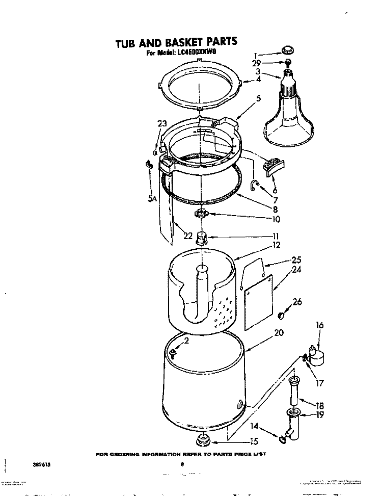 TUB AND BASKET Diagram and Parts List for LC4500XKW0  Whirlpool Washer