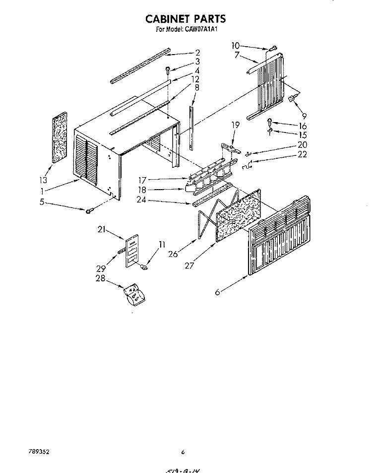 SECTION Diagram and Parts List for CAW07A1A1  Whirlpool Air Conditioner