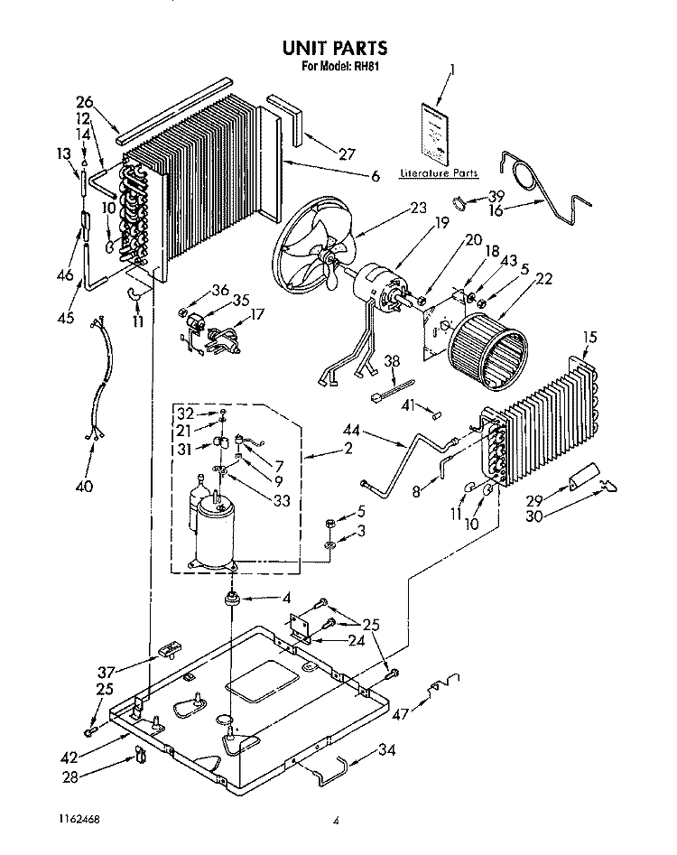 UNIT, LIT/OPTIONAL Diagram and Parts List for RH81  Whirlpool Air Conditioner