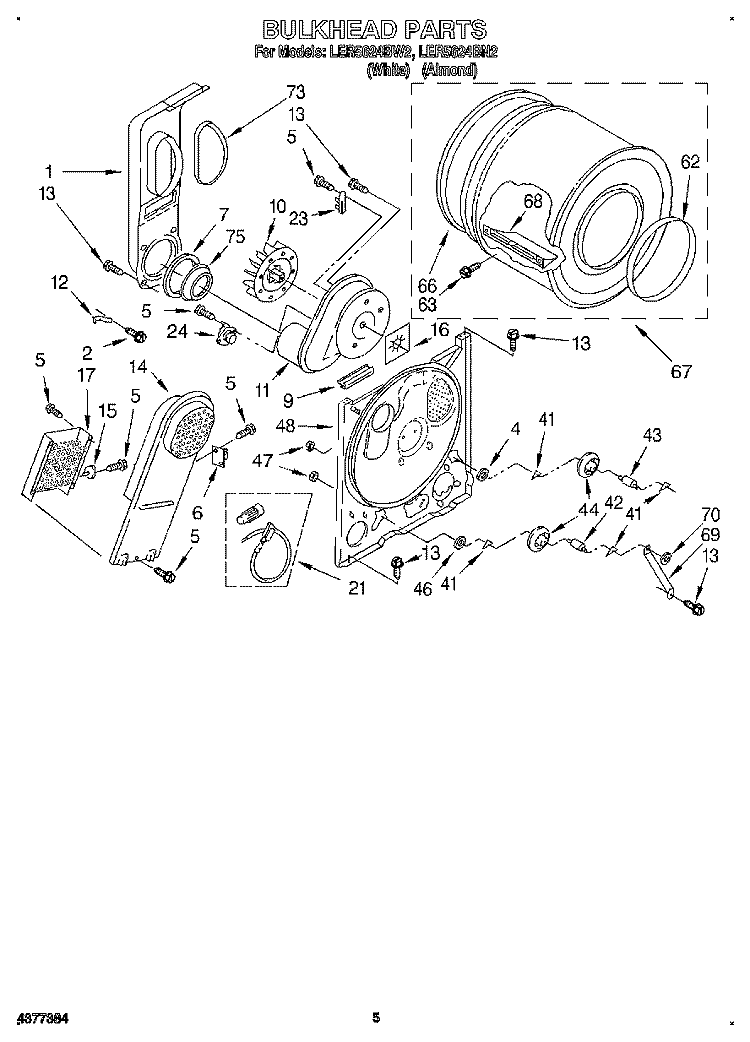 SECTION Diagram and Parts List for LER5624BN2  Whirlpool Dryer