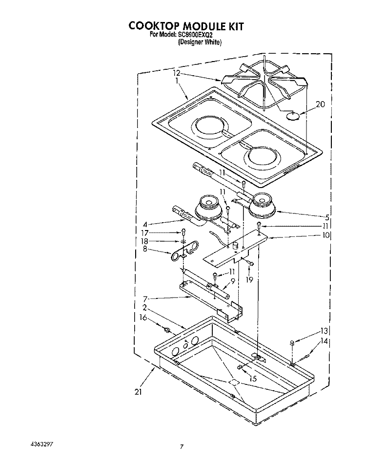 COOKTOP MODULE KIT Diagram and Parts List for SC8900EXQ2  Whirlpool Cooktop