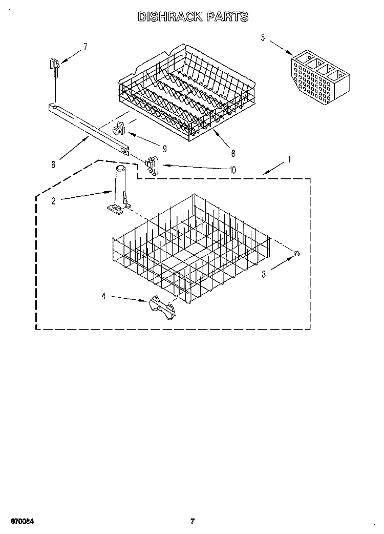 DISHRACK Diagram and Parts List for WU4300Y4  Roper Dishwasher
