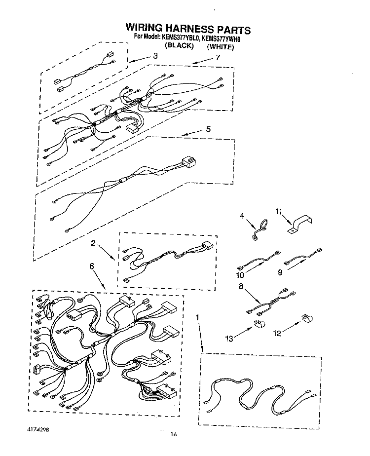WIRING HARNESS, OPTIONAL Diagram and Parts List for KEMS377YBL0  KitchenAid Wall Oven
