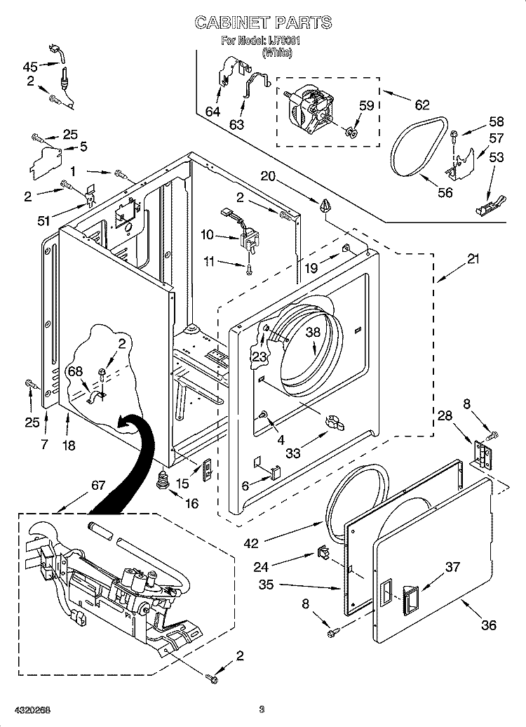 CABINET PARTS Diagram and Parts List for IJ70001  Inglis Dryer