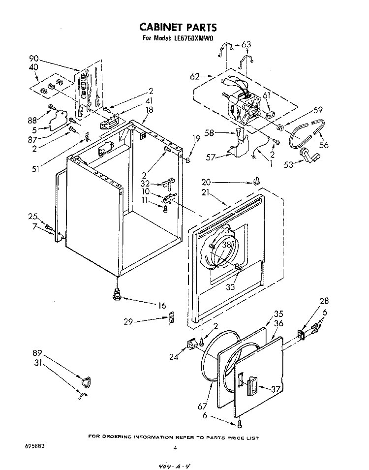 SECTION Diagram and Parts List for LE5750XMW0  Whirlpool Dryer