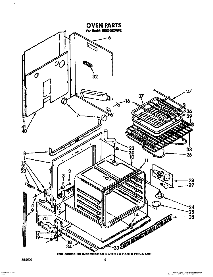 OVEN Diagram and Parts List for RS6300XVN2  Whirlpool Range