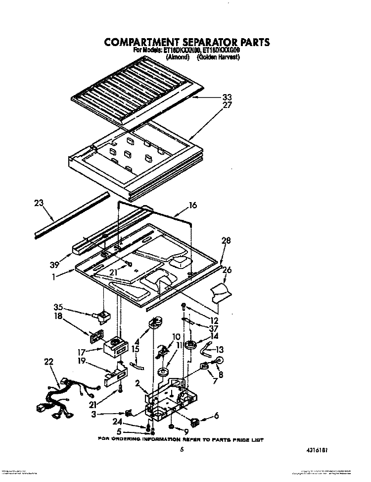 COMPARTMENT SEPARATOR Diagram and Parts List for ET18DKXXN00  Whirlpool Refrigerator