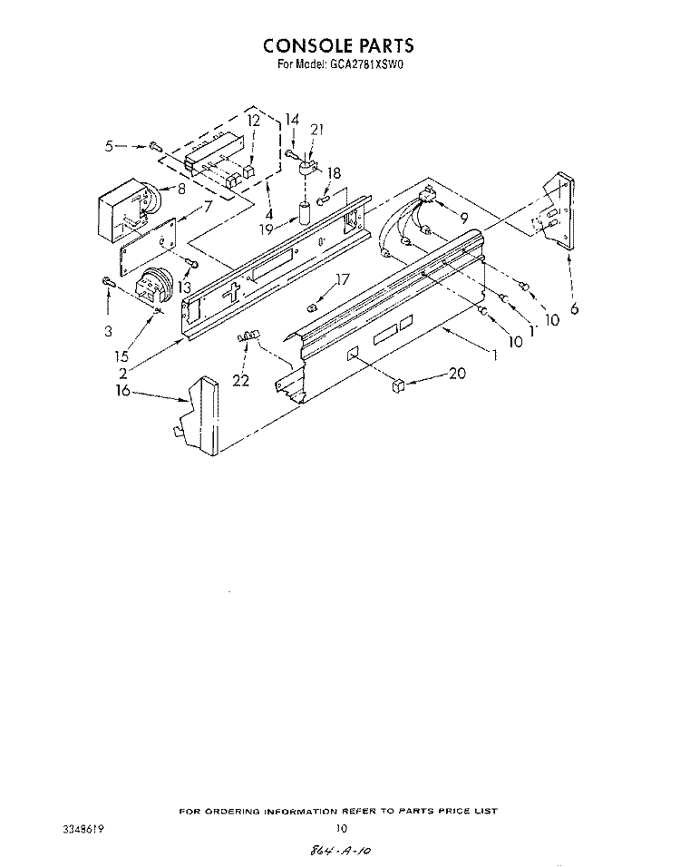 CONSOLE Diagram and Parts List for GCA2781XSW0  Whirlpool Washer