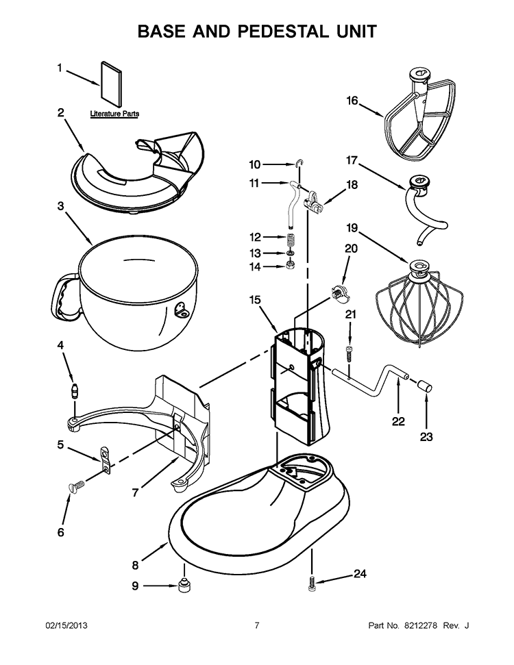 BASE AND PEDESTAL UNIT Diagram and Parts List for KP26M1XAQ5  KitchenAid Mixer