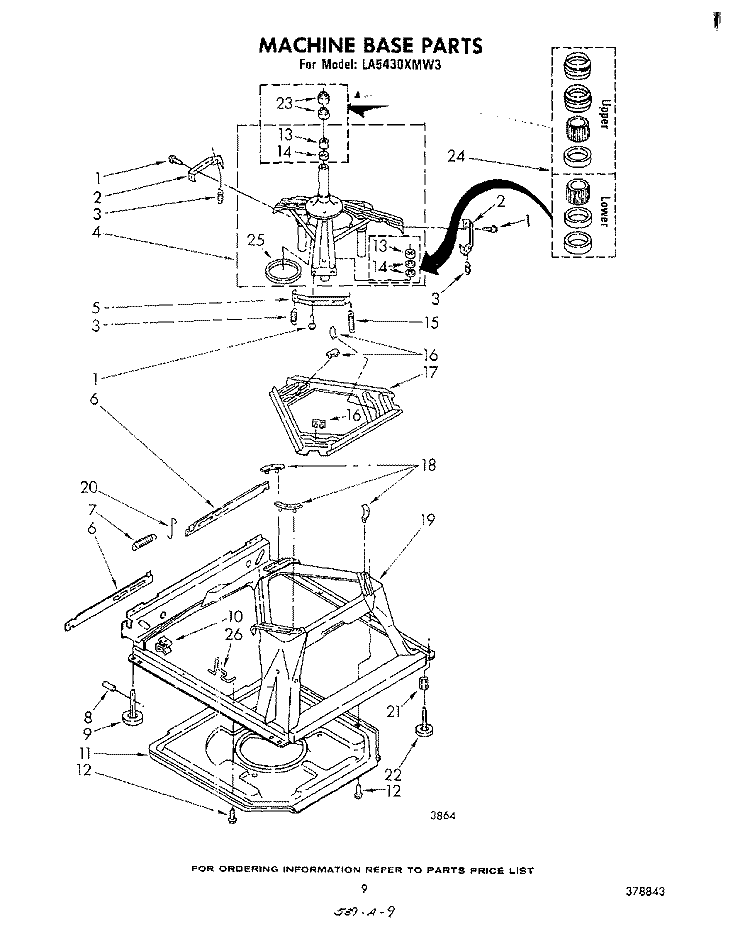 MACHINE BASE Diagram and Parts List for LA5430XMW3  Whirlpool Washer
