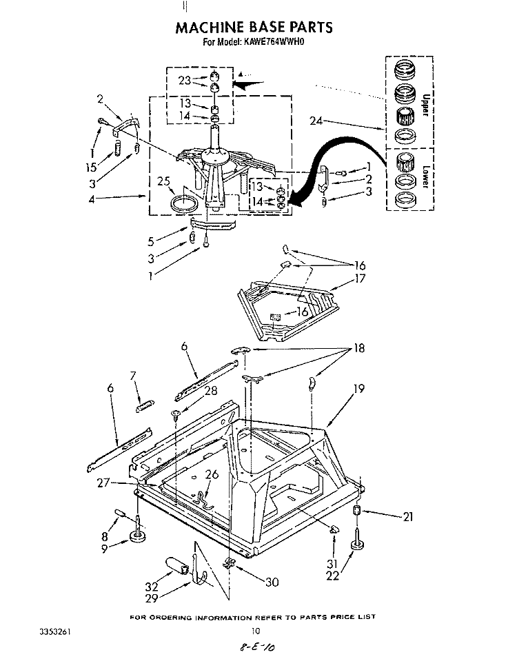 MACHINE BASE Diagram and Parts List for KAWE764WWH0  KitchenAid Washer