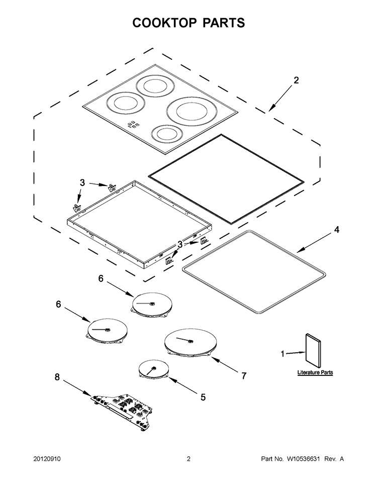 COOKTOP PARTS Diagram and Parts List for KICU540BSS0  KitchenAid Cooktop