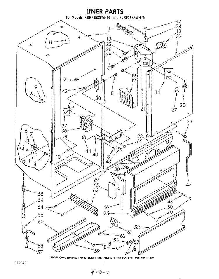 LINER , LIT/OPTIONAL Diagram and Parts List for KLRF15XSWH10  KitchenAid Refrigerator