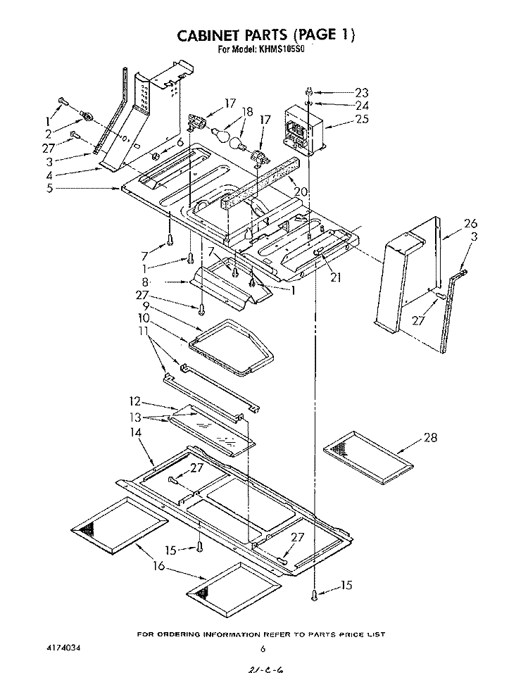 CABINET Diagram and Parts List for KHMS105S0  KitchenAid Microwave