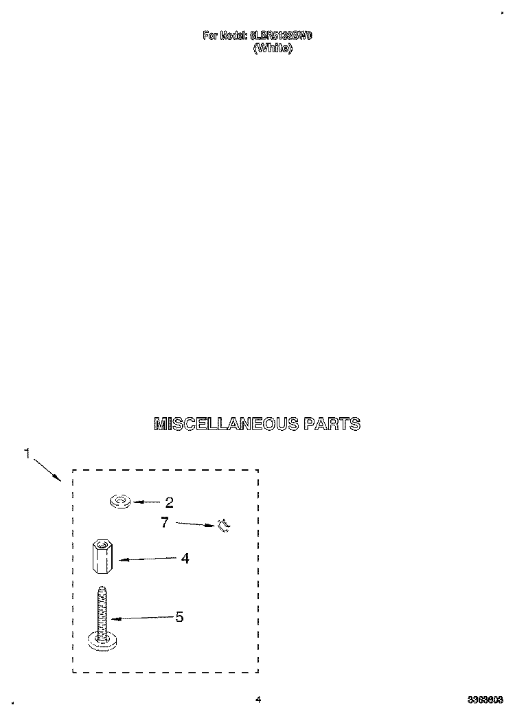 MISCELLANEOUS Diagram and Parts List for 6LBR5132BW0  Whirlpool Washer