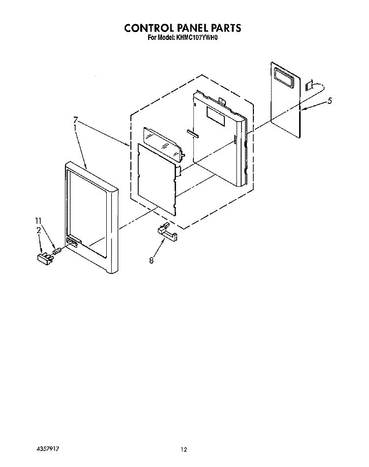 CONTROL PANEL, LIT/OPTIONAL Diagram and Parts List for KHMC107YAL0  KitchenAid Microwave