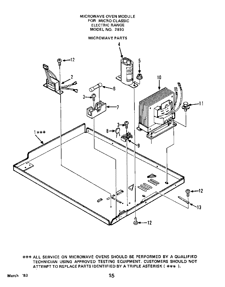 DOOR Diagram and Parts List for 2893W0A  Roper Range