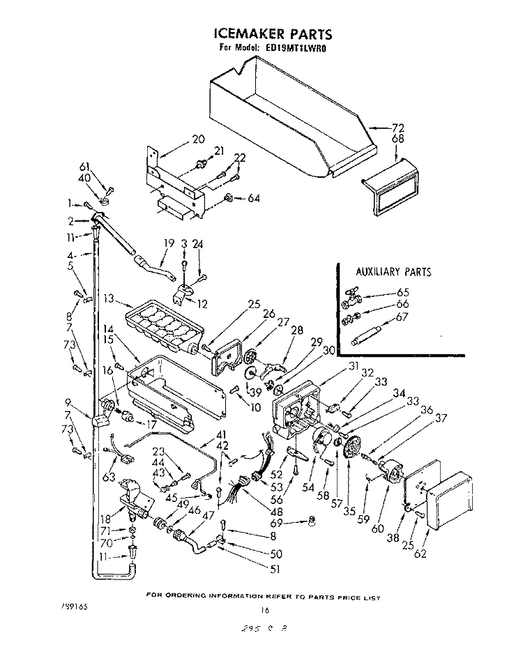 ICEMAKER Diagram and Parts List for ED19MT1LWR0  Whirlpool Refrigerator