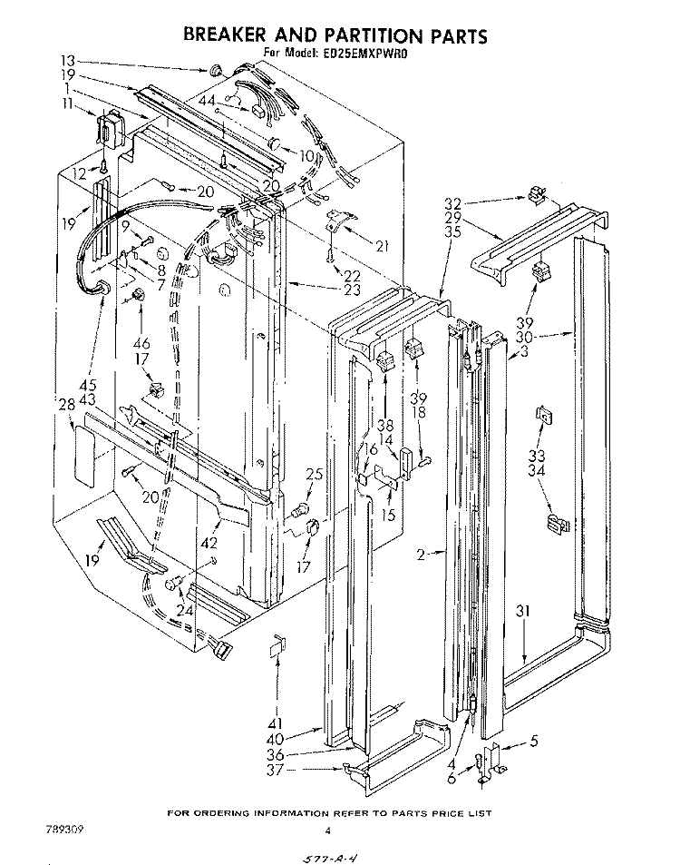 BREAKER AND PARTITION Diagram and Parts List for ED25EMXPWR0  Whirlpool Refrigerator