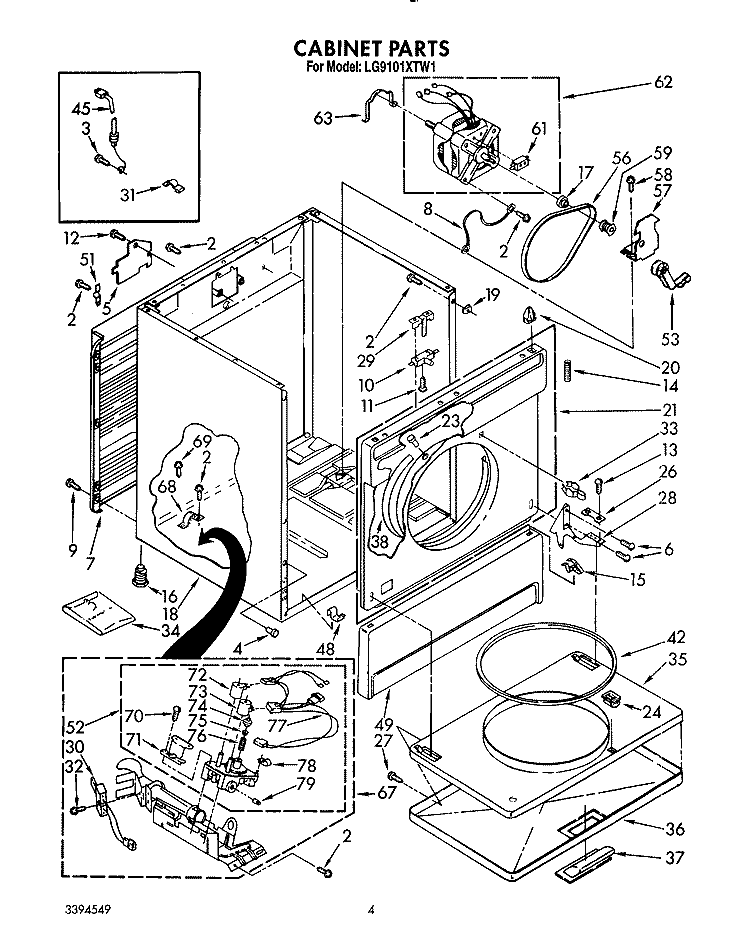CABINET Diagram and Parts List for LG9101XTW1  Whirlpool Dryer