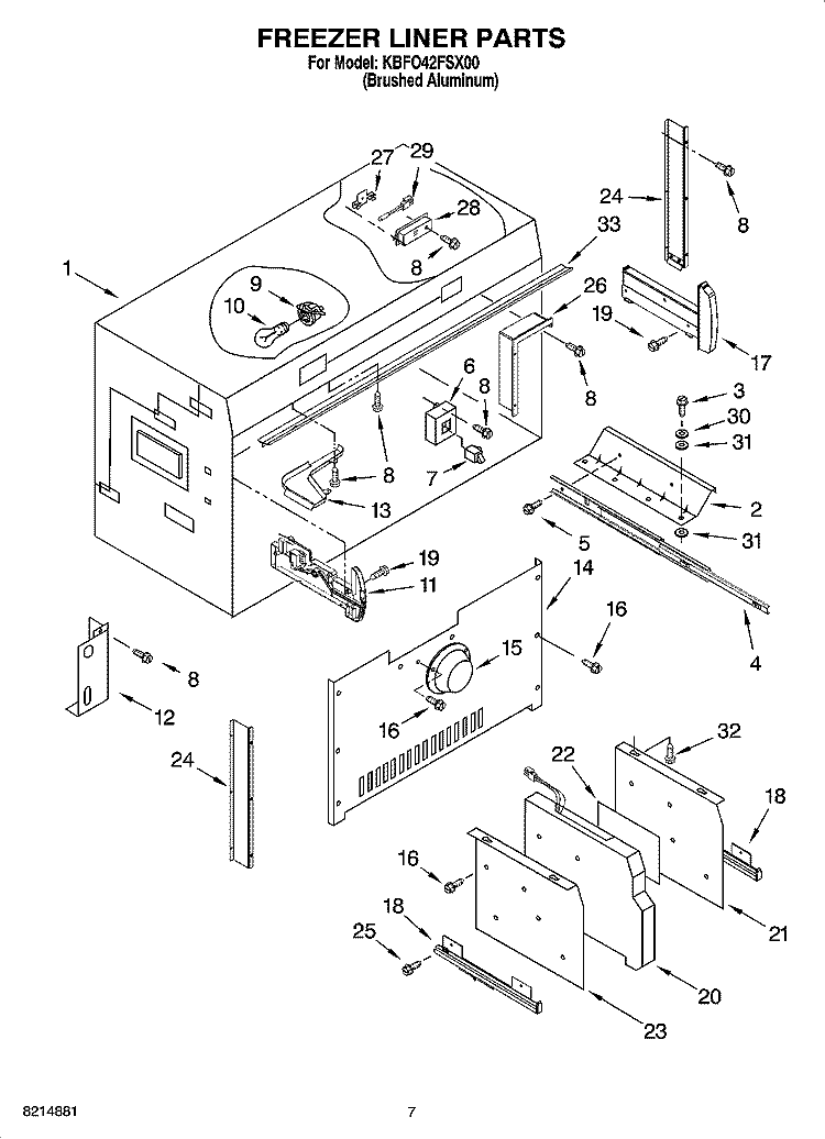 FREEZER LINER PARTS Diagram and Parts List for KBFO42FSX00  KitchenAid Refrigerator