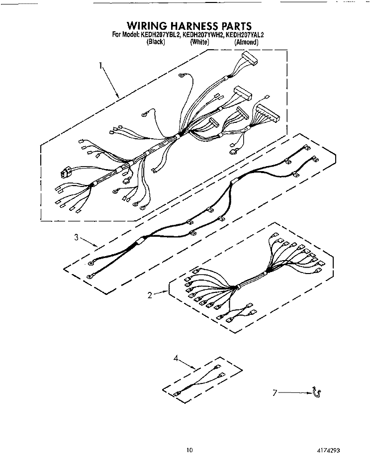 WIRING HARNESS Diagram and Parts List for KEDH207YBL2  KitchenAid Range