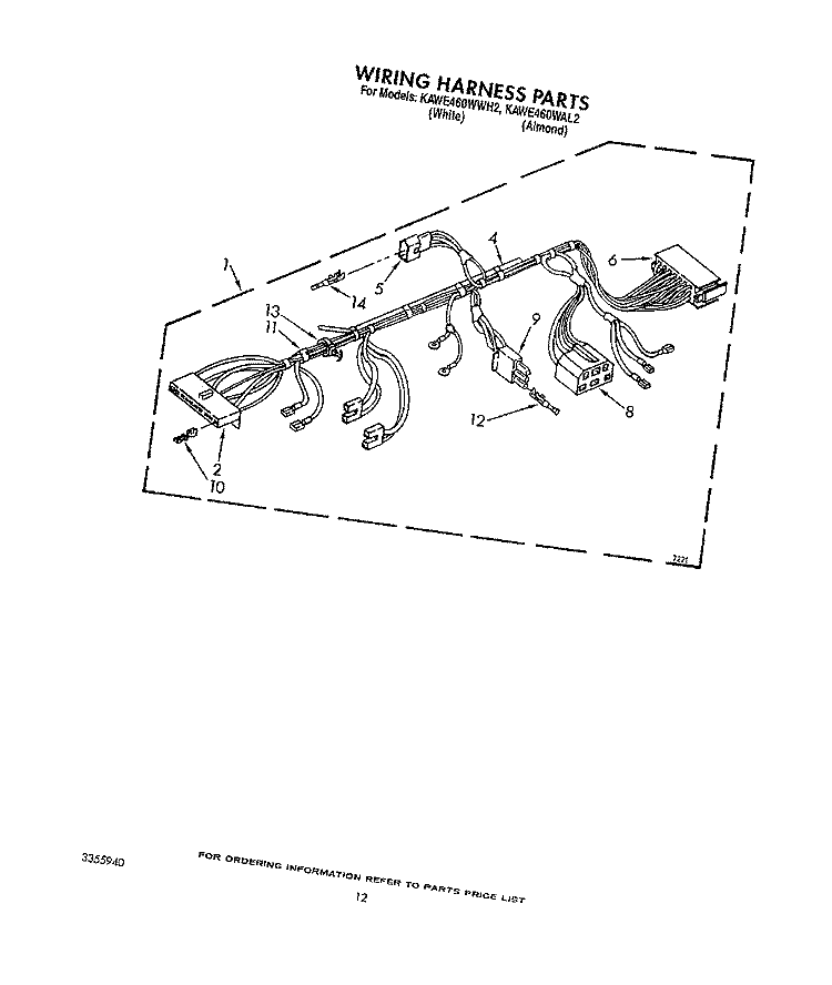 WIRING HARNESS Diagram and Parts List for KAWE460WWH2  KitchenAid Washer