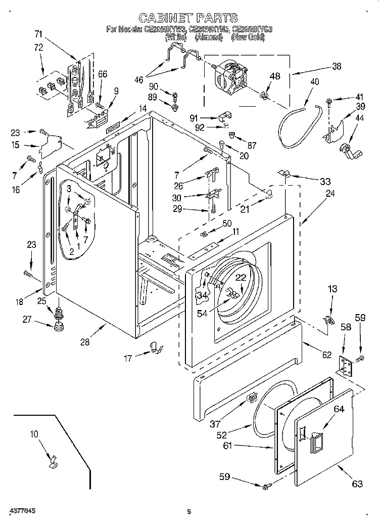 SECTION Diagram and Parts List for CE2950XYN3  Whirlpool Dryer