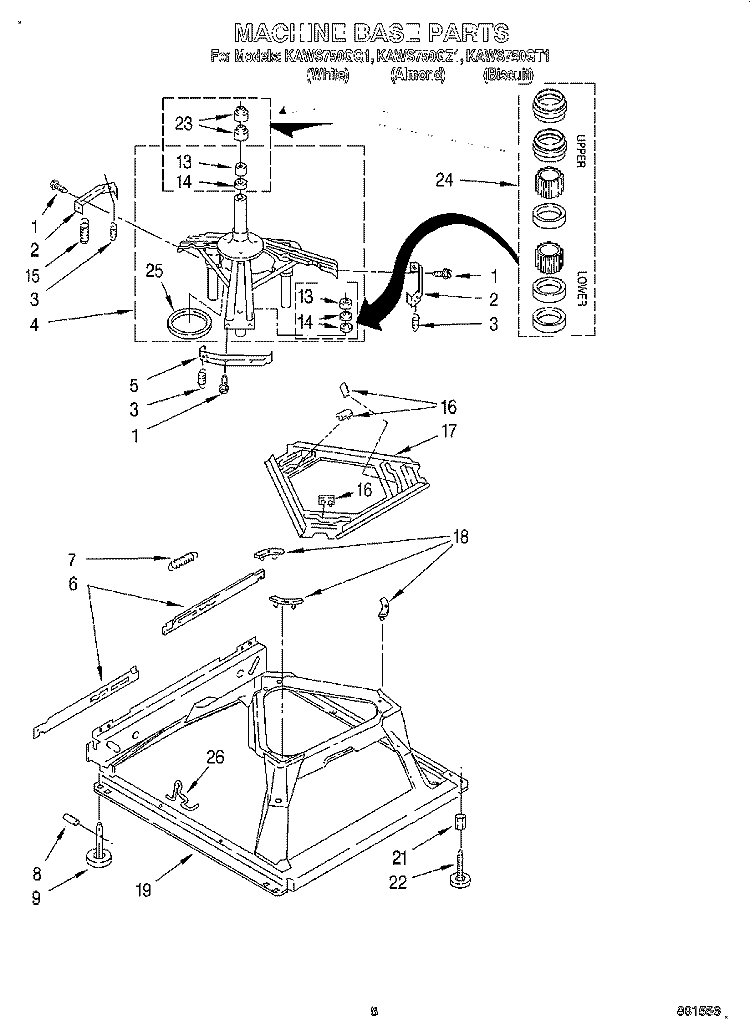 MACHINE BASE Diagram and Parts List for KAWS750GQ1  KitchenAid Washer