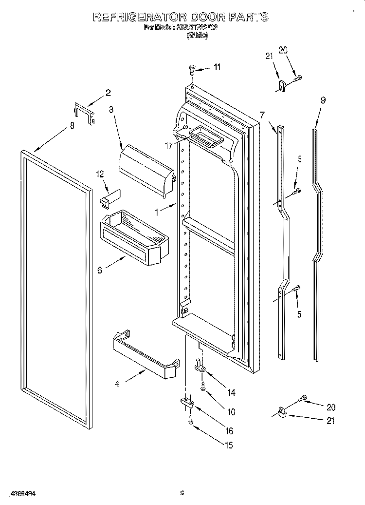 REFRIGERATOR DOOR Diagram and Parts List for 3XART722F02  Whirlpool Refrigerator
