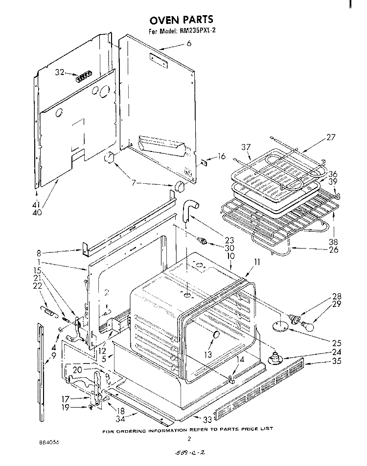 OVEN Diagram and Parts List for RM235PXL2  Whirlpool Microwave Oven Combo