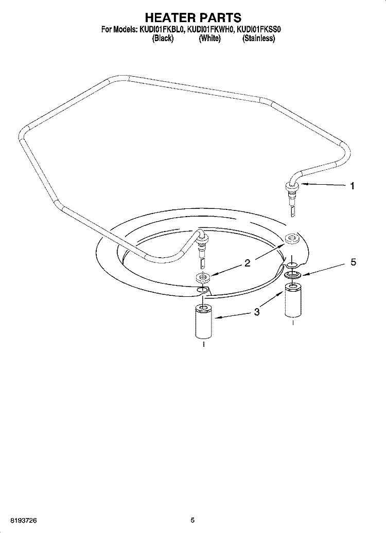 HEATER PARTS Diagram and Parts List for KUDI01FKBL0  KitchenAid Dishwasher
