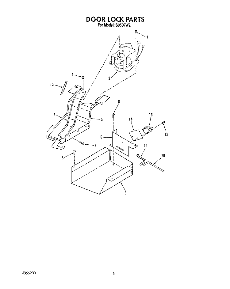 DOOR LOCK Diagram and Parts List for S9507^2  Whirlpool Range