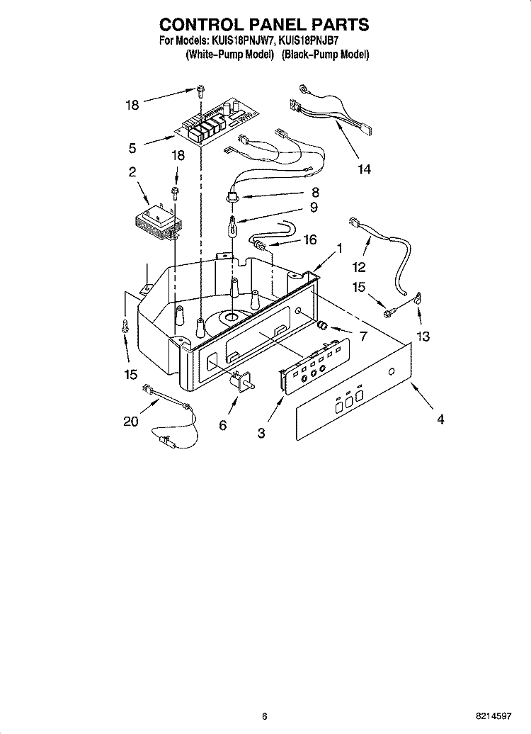 CONTROL PANEL PARTS Diagram and Parts List for KUIS18PNJW7  KitchenAid Ice Maker