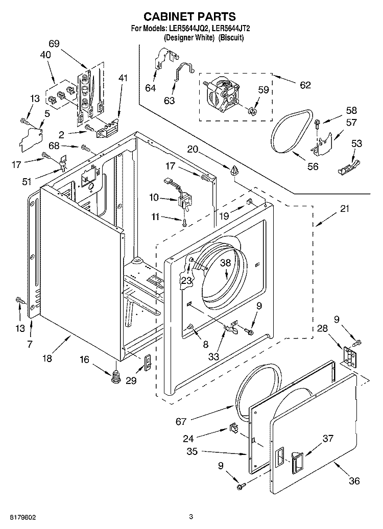 SECTION Diagram and Parts List for LER5644JQ2  Whirlpool Dryer