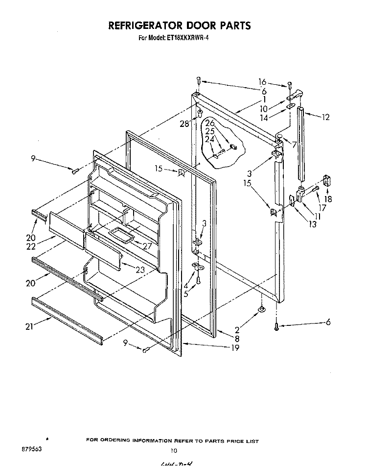 REFRIGERATOR DOOR, NOT ILLUSTRATED Diagram and Parts List for ET18XKXRWR4  Whirlpool Refrigerator
