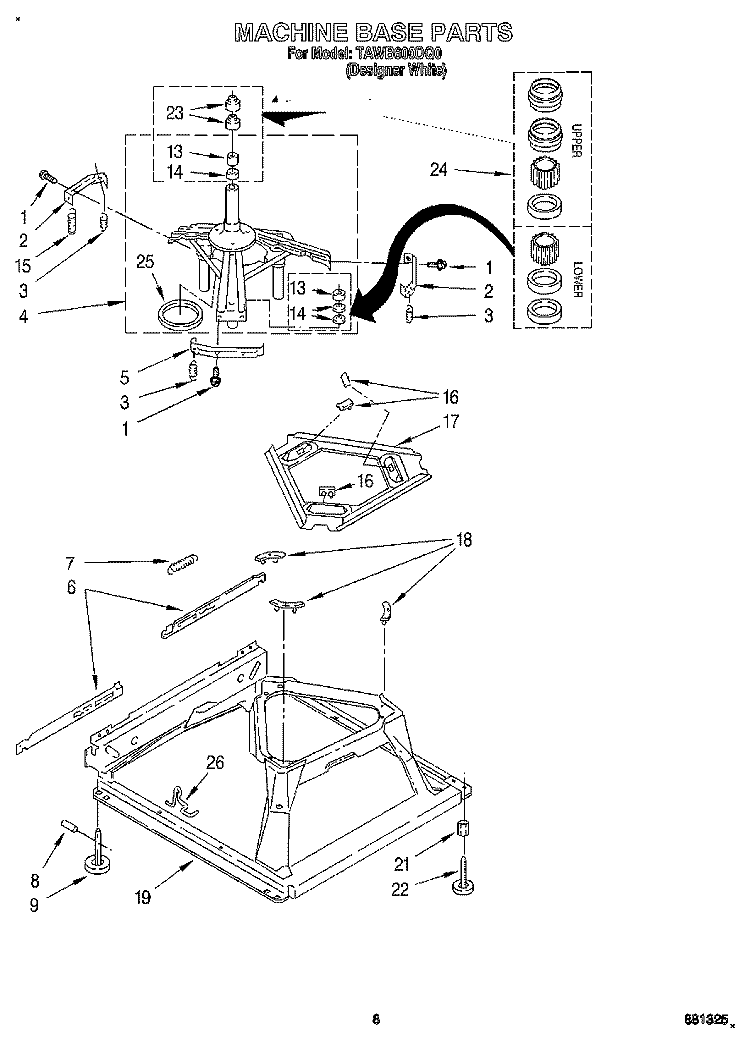 MACHINE BASE Diagram and Parts List for TAWB600DQ0  Estate Washer