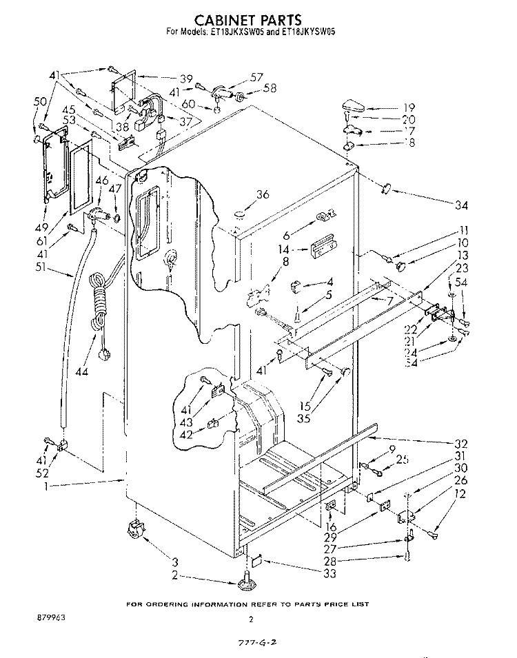 CABINET Diagram and Parts List for ET18JKYSF05  Whirlpool Refrigerator