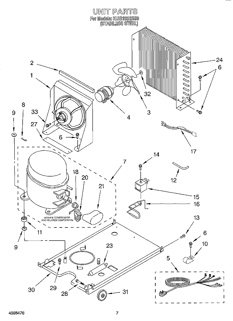 UNIT Diagram and Parts List for KUIS155HRS0  KitchenAid Ice Maker