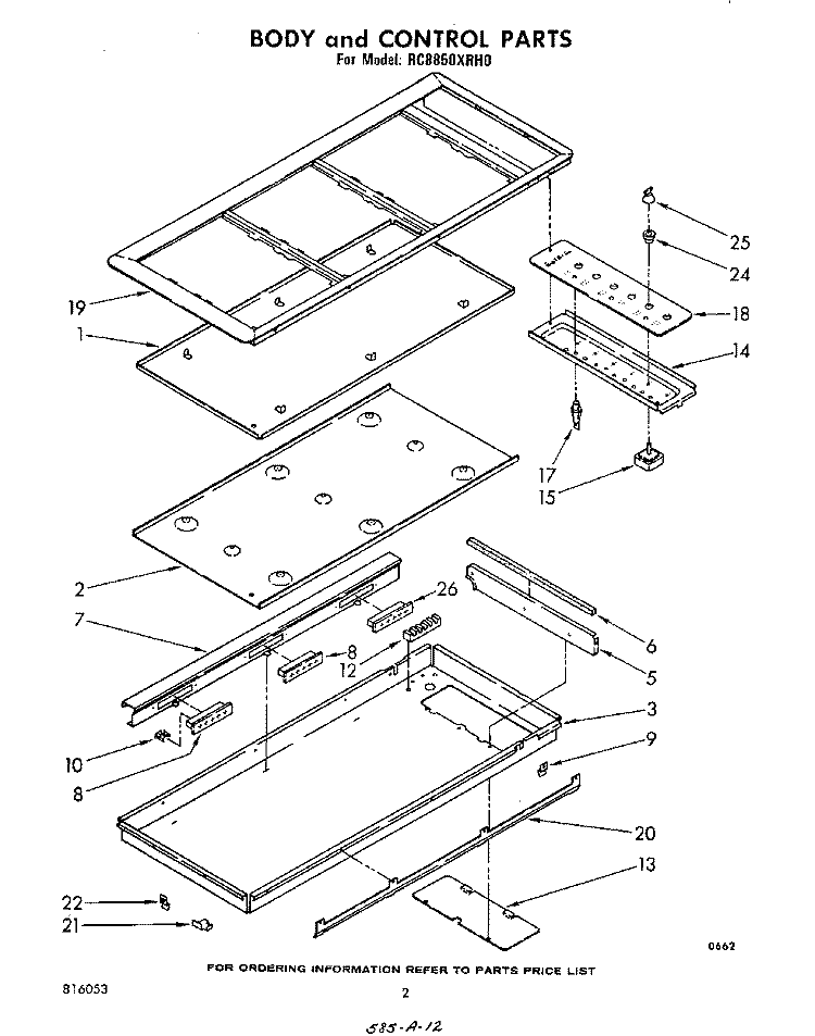 SECTION Diagram and Parts List for RC8850XRH0  Whirlpool Cooktop