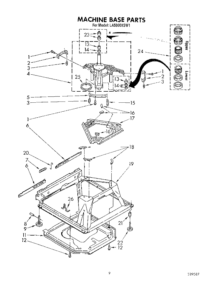 MACHINE BASE Diagram and Parts List for LA5900XSW1  Whirlpool Washer