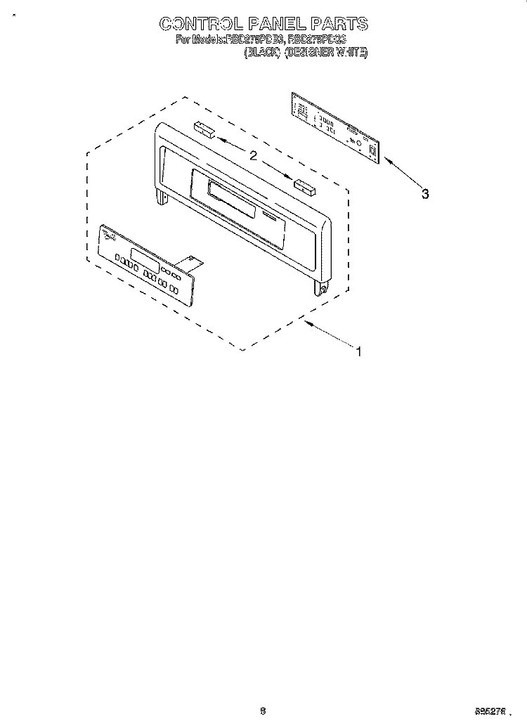 CONTROL PANEL, LITERATURE Diagram and Parts List for RBD275PDB3  Whirlpool Wall Oven