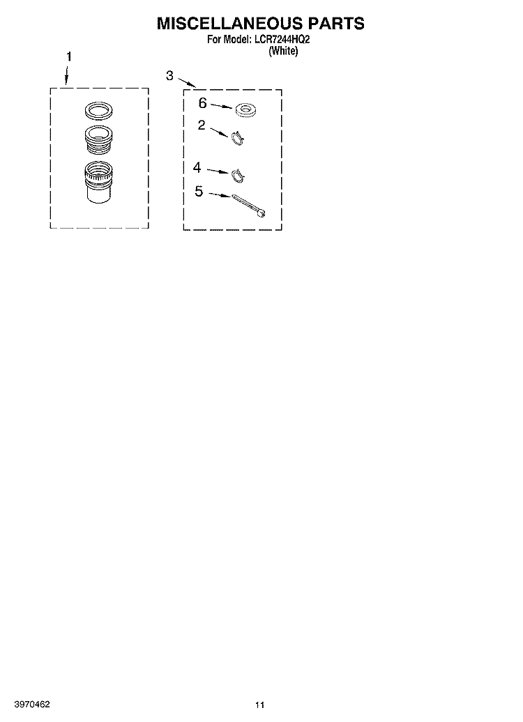 MISCELLANEOUS PARTS - OPTIONAL PARTS (NOT INCLUDED Diagram and Parts List for LCR7244HQ2  Whirlpool Washer