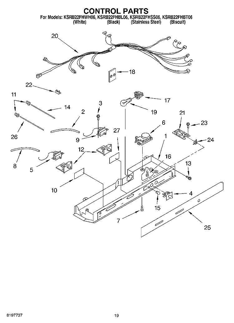 CONTROL, OPTIONAL Diagram and Parts List for KSRB22FHSS06  KitchenAid Refrigerator