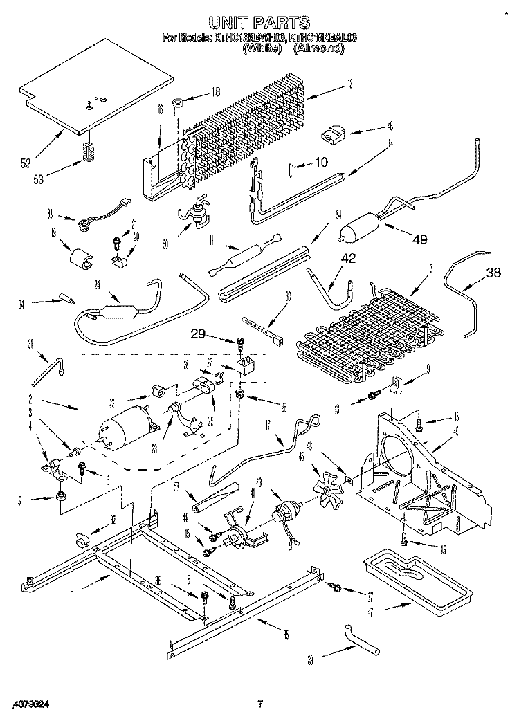 UNIT Diagram and Parts List for KTHC18KBAL00  KitchenAid Refrigerator