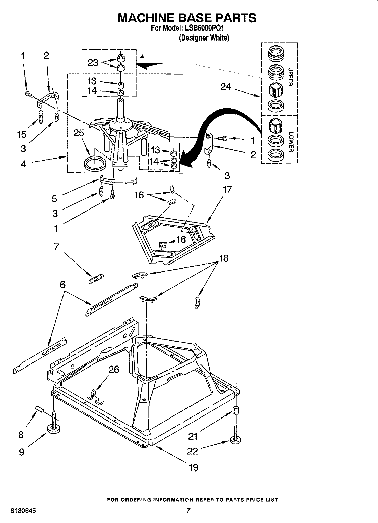 MACHINE BASE PARTS Diagram and Parts List for LSB6000PQ1  Whirlpool Washer