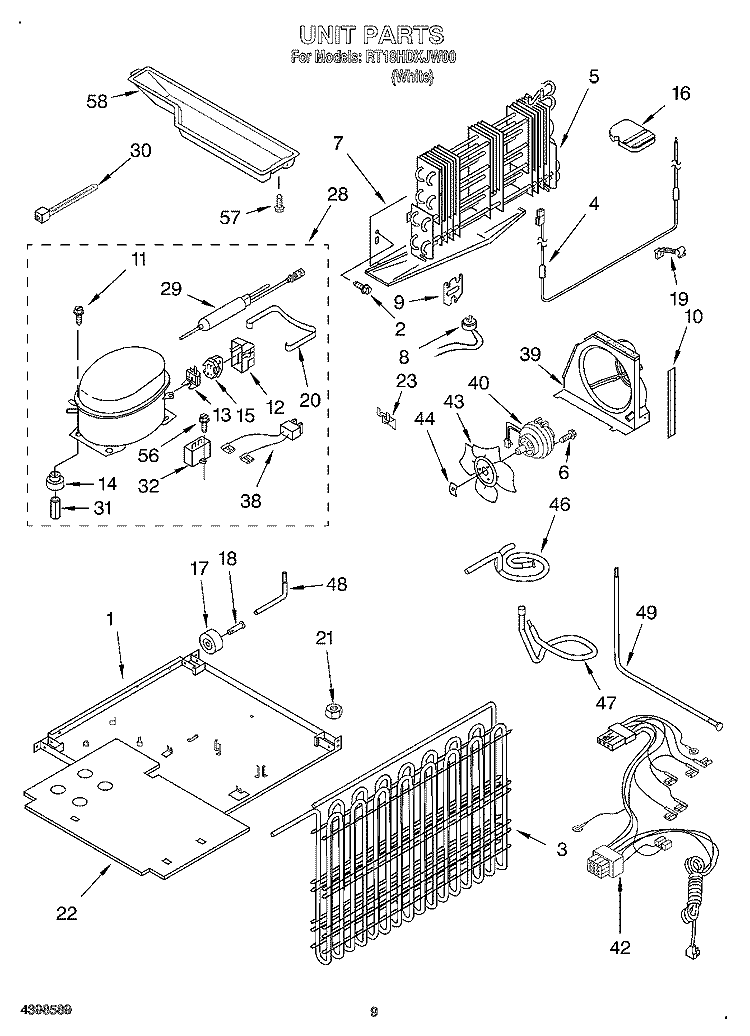 UNIT, OPTIONAL Diagram and Parts List for RT18HDXJW00  Roper Refrigerator