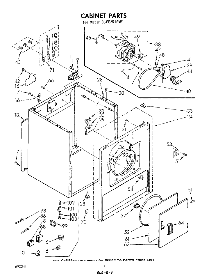 SECTION Diagram and Parts List for 3CFE2510W1  Whirlpool Dryer
