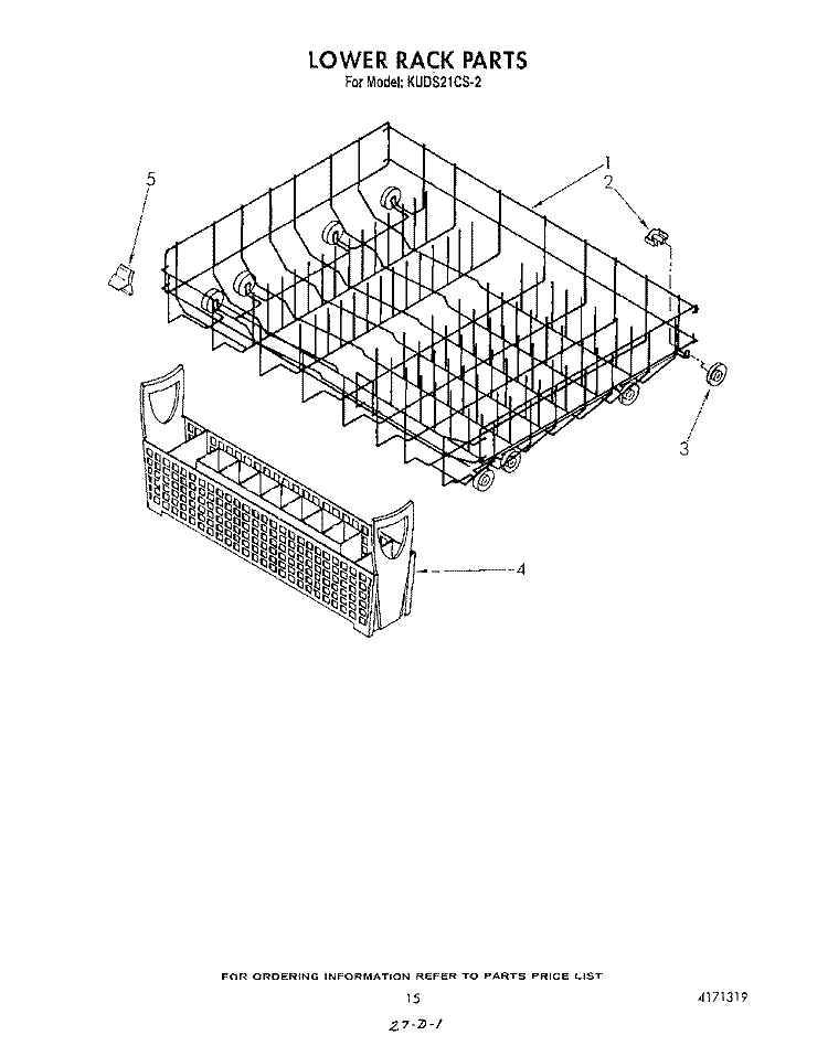 LOWER RACK Diagram and Parts List for KUDS21CS2  KitchenAid Dishwasher