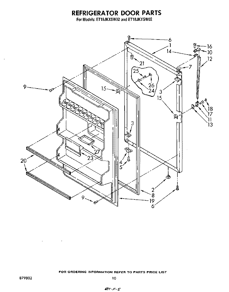 REFRIGERATOR DOOR , LIT/OPTIONAL Diagram and Parts List for ET18JKXSW02  Whirlpool Refrigerator